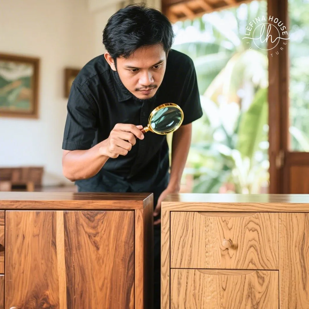 Perbandingan tekstur kayu jati asli dan palsu