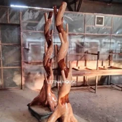 Standing hanger kayu premium ukiran unik - furniture Jepara asli - Lefina House
