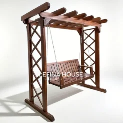 Ayunan full kayu jati dengan atap pelana gaya taman klasik