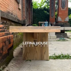 Bangku cafe panjang minimalis kayu jati solid LBEN012