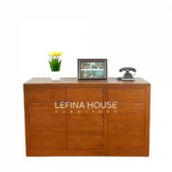 Bufet Minimalis Kayu Jati Modern 3 Pintu 3 Laci