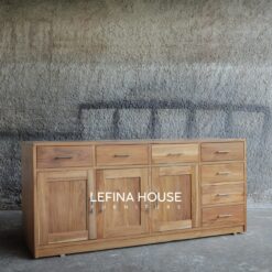 Bufet Minimalis 3 Pintu 7 Laci Oka