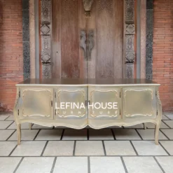 Bufet antik mewah warna emas gaya French commode