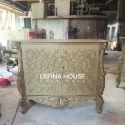 Bufet klasik mewah warna ivory dengan full ukiran