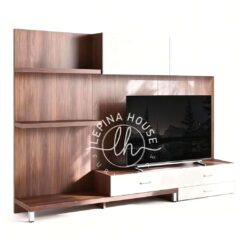 Meja Bufet TV Kombinasi Kayu & Putih Modern - LBUF080 - mebel jepara