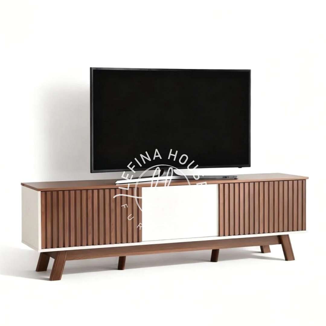 Bufet TV Retro Minimalis Kayu Jati Kombinasi - LBUF084 - furniture jati jepara