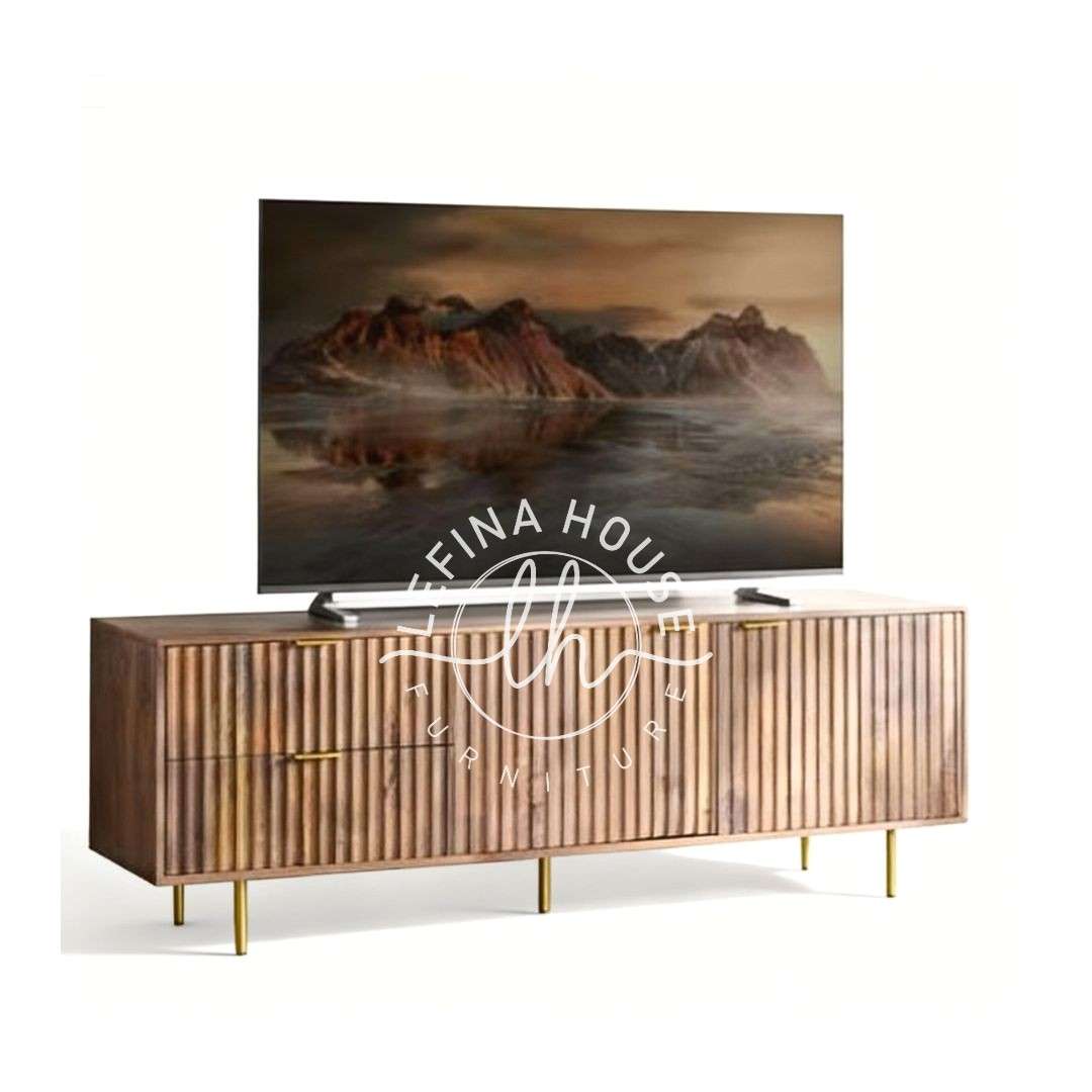 Bufet TV Coklat Modern Kaki Emas - LBUF090 - custom furniture