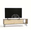 Bufet TV Kayu Natural Kaki Besi Modern Jepara