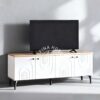 Buffet TV Putih Kombinasi Kayu Natural Jepara