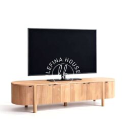 Jual Bufet TV Kayu Natural Minimalis Lengkung