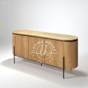 credenza kayu natural bundar mewah