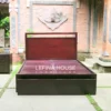 Tempat tidur jati minimalis ukuran queen dengan finishing melamine warna salak elegan