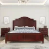 Tempat tidur French style klasik modern dari kayu jati dengan finishing maroon elegan