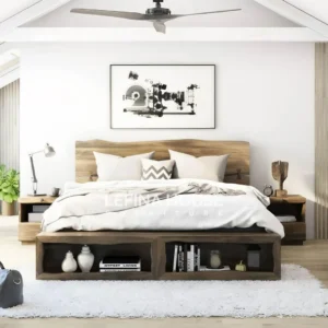 Dipan kayu jati minimalis modern sandaran rendah elegan