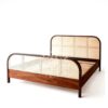 tempat tidur kayu jati rotan anyaman natural