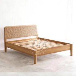 tempat tidur rotan headboard anyam minimalis natural