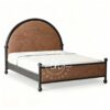 tempat tidur headboard coklat kulit industrial elegan