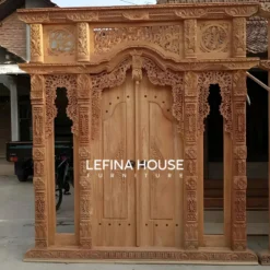 Pintu ukiran tradisional gebyok Jawa kayu jati 200cm