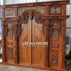 Dekorasi pintu gebyok Jawa ukiran klasik model LGYK003