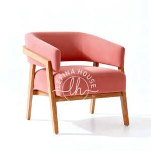 Kursi pink modern dari kayu jati solid.