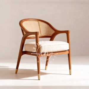 Kursi Rotan Jati Dudukan Putih Minimalis - LKAA027 - furniture jati Kursi rotan jati dudukan putih minimalis.