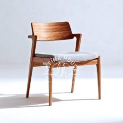 Kursi cafe kayu jati minimalis sandaran lengan