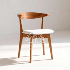 Kursi makan kayu jati sandaran lengkung minimalis