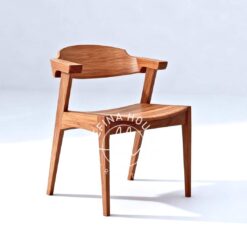 Kursi jati minimalis sandaran lengan modern natural