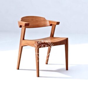 Kursi jati minimalis sandaran lengan modern natural