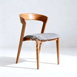 Kursi makan jati minimalis sandaran lengkung natural