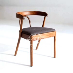 Kursi cafe kayu jati minimalis dudukan abu elegan