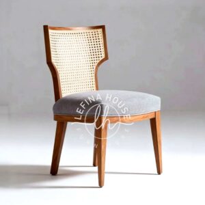 Kursi makan rotan dan kayu jati dengan desain elegan