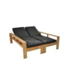 Daybed lounger ganda outdoor dari kayu jati dengan bantalan tebal