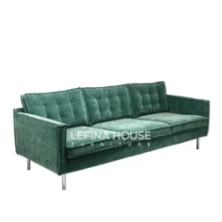 Sofa tamu minimalis bergaya industrial dengan dudukan lebar