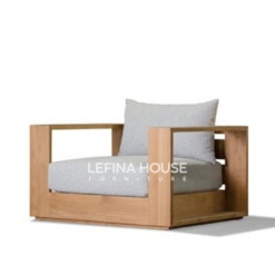 sofa tamu minimalis kayu jati single seat dimensi 80x91x88cm