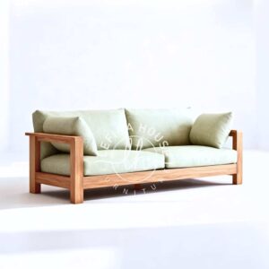 Sofa jati tiga dudukan hijau minimalis