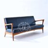 Sofa jati modern kain biru navy