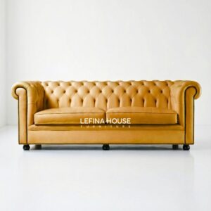 sofa chesterfield modern kuning mustard