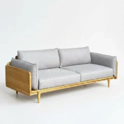 Sofa Kayu Minimalis Modern Jok Abu Ruang Keluarga
