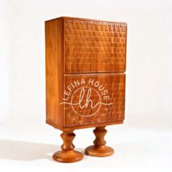 Lemari pajangan kayu jati ukir klasik 2 pintu