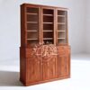 Lemari pajangan jati kaca 3 pintu laci bawah