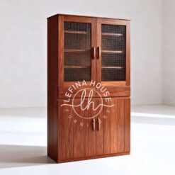 Lemari kabinet jati pintu kisi klasik