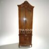 Lemari sudut kaca jati ukiran klasik - mebel Jepara produk Lefina House
