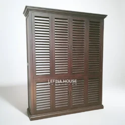Lemari Louver Kayu Jati 3 Pintu Gaya Tropis LLPK004 - Furniture Jepara Natural oleh Lefina House