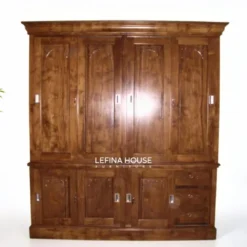 Lemari Pakaian Jati Sliding 4 Pintu Klasik Minimalis LLPK007 - Furniture Jepara Modern oleh Lefina House