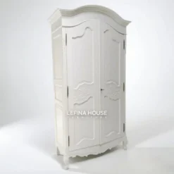 Lemari Pakaian Ukir Putih Duco Klasik Prancis LLPK011 - Furniture Jepara Elegan oleh Lefina House