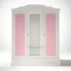 Lemari anak perempuan 3 pintu duco pink putih model shabby chic - furniture jepara
