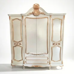 Lemari Pakaian 4 Pintu French Baroque Cabriole Legs - Furniture Jepara Mewah