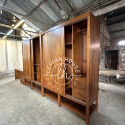 Set lemari pakaian besar dan meja belajar kayu jati custom