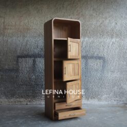 Rak Buku Jati Solid Akira 42x60x180cm